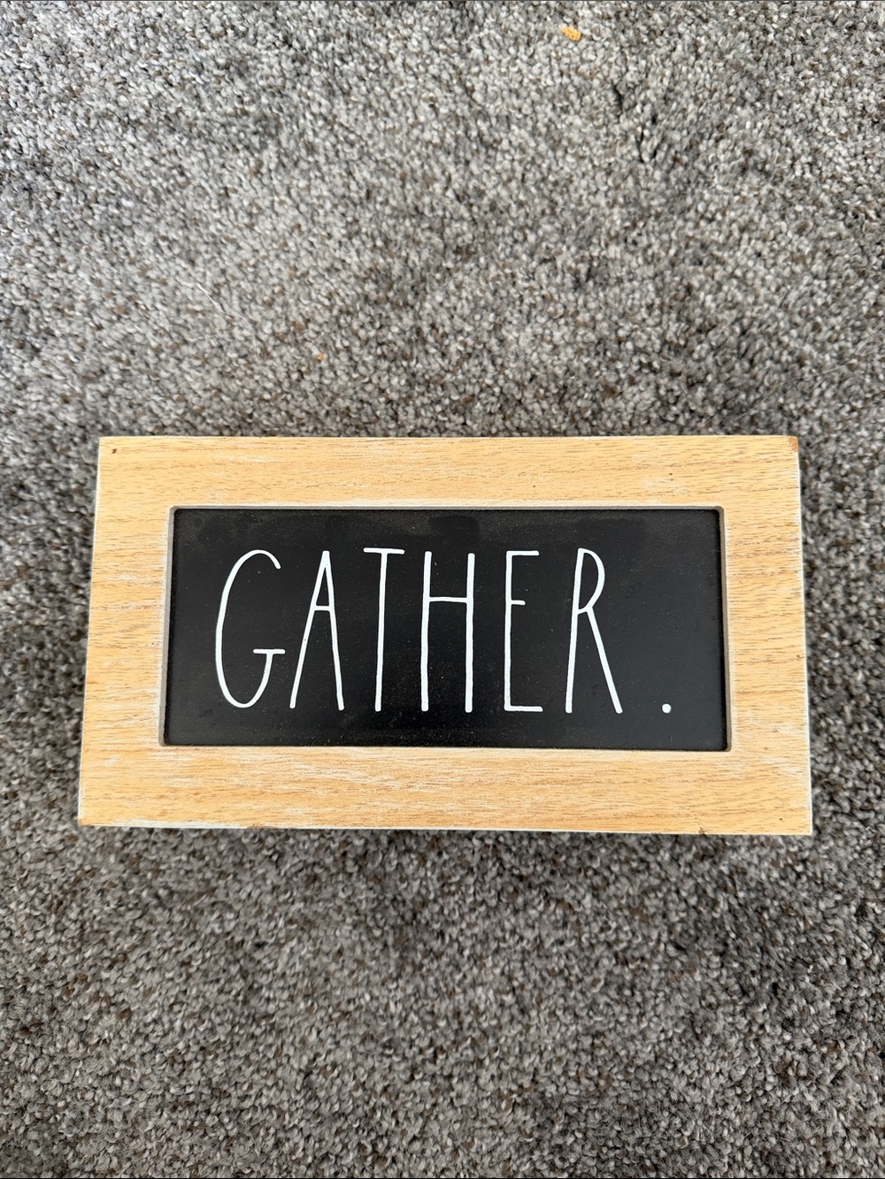 Rae Dunn GATHER Wooden Tabletop Sign - Black & Natural